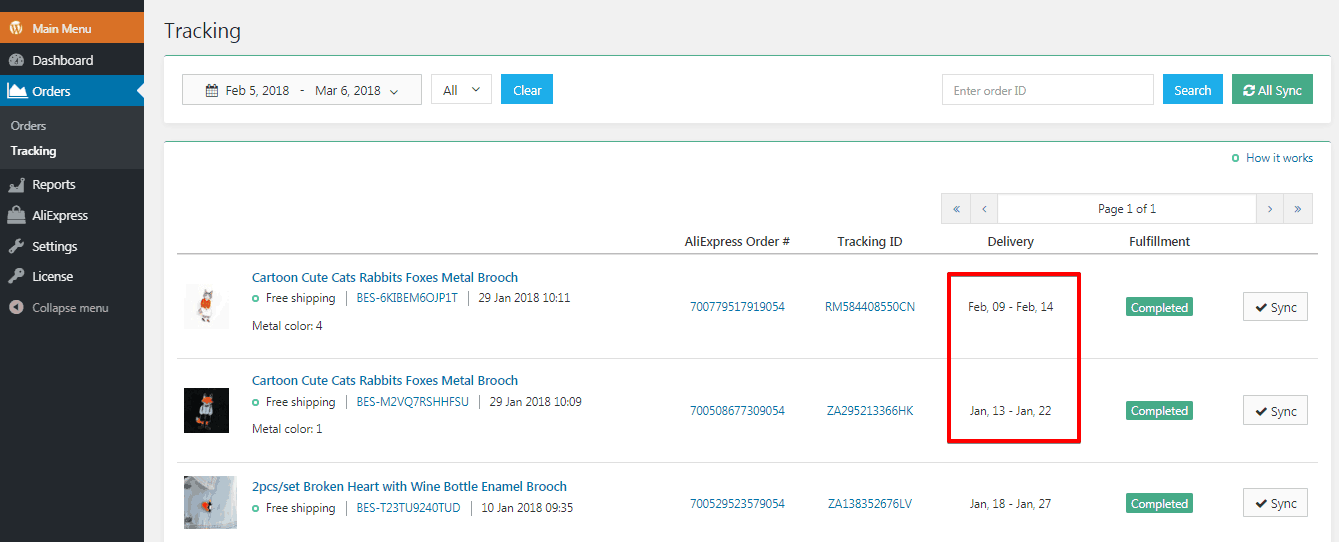 alidropship plugin tracking update