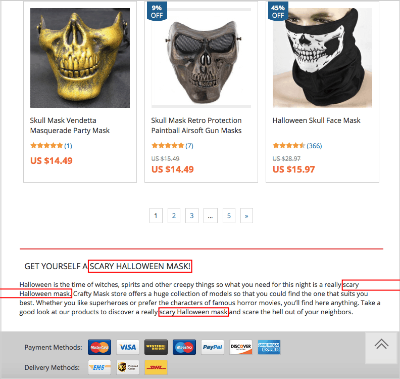 A product category page on an online store optimized for search engines