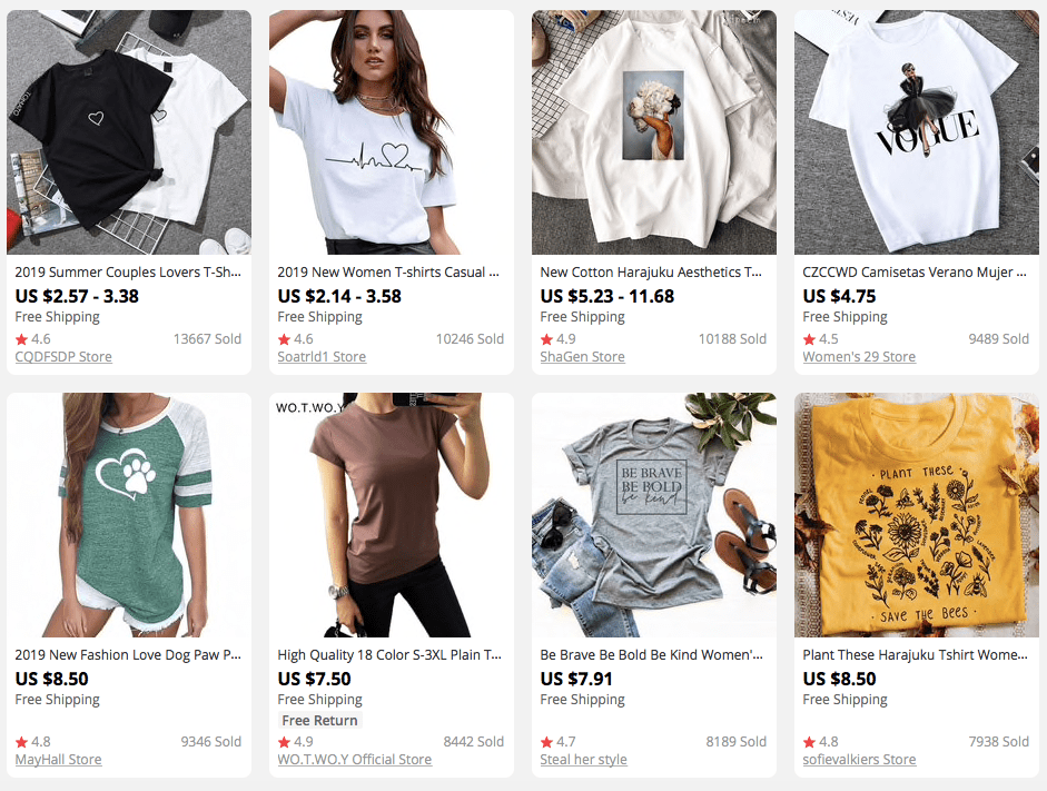 womens’ t-shirts to dropship