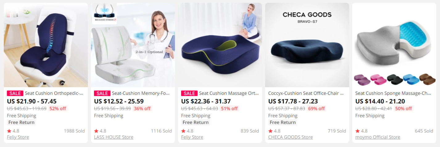 Pick orthopedic cushions on AliExpress, if you want to dropship video games accessories and gear