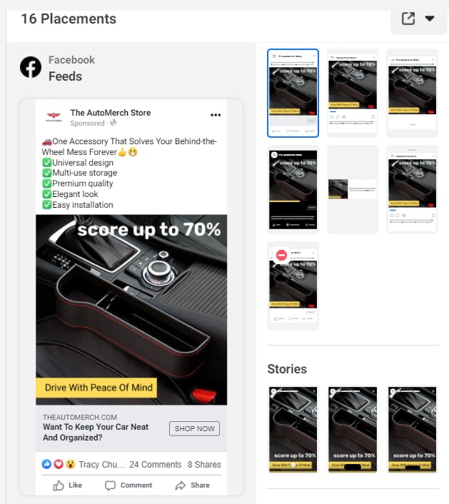An example of a paid social media campaign driving traffic to your landing page