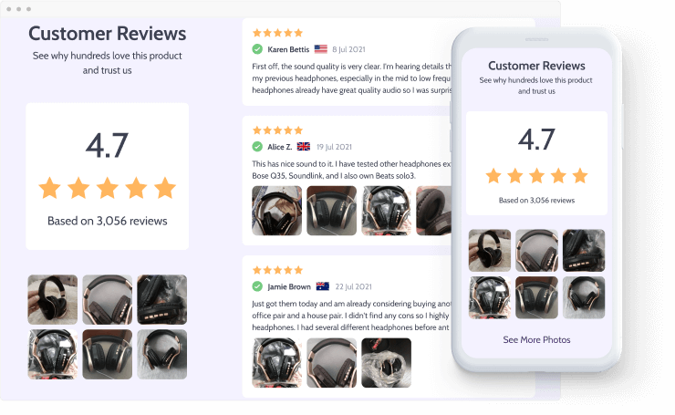 a picture showing that with the new stylish theme by AliDropship you can use user-generated content