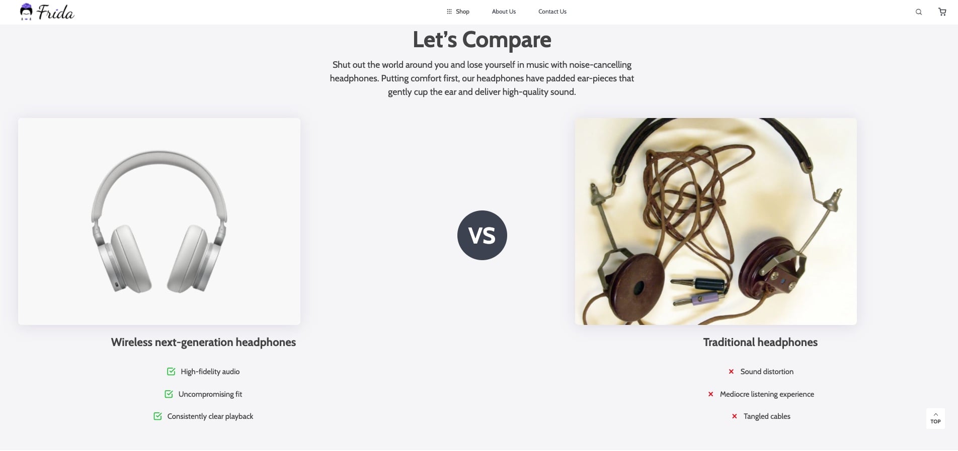 a picture demonstrating the product comparison feature of the theme
