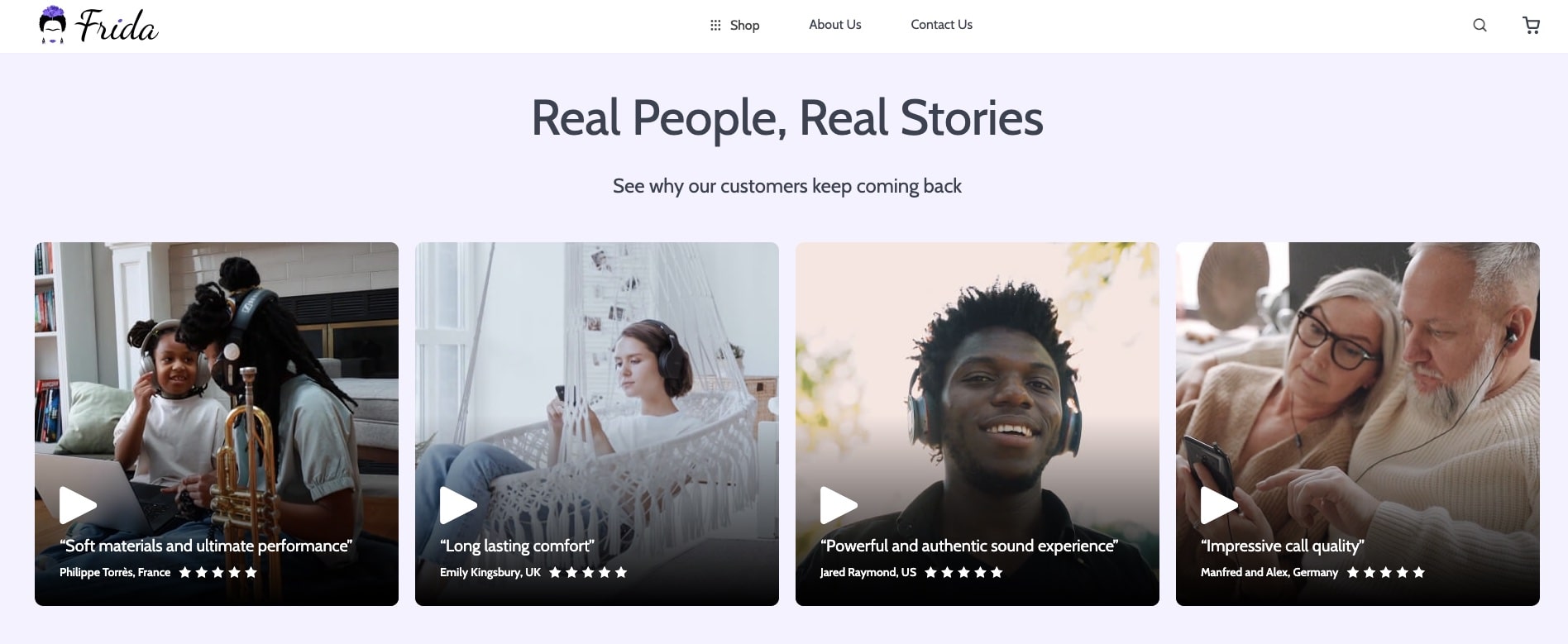 a picture showing how cool video testimonials look with Frida