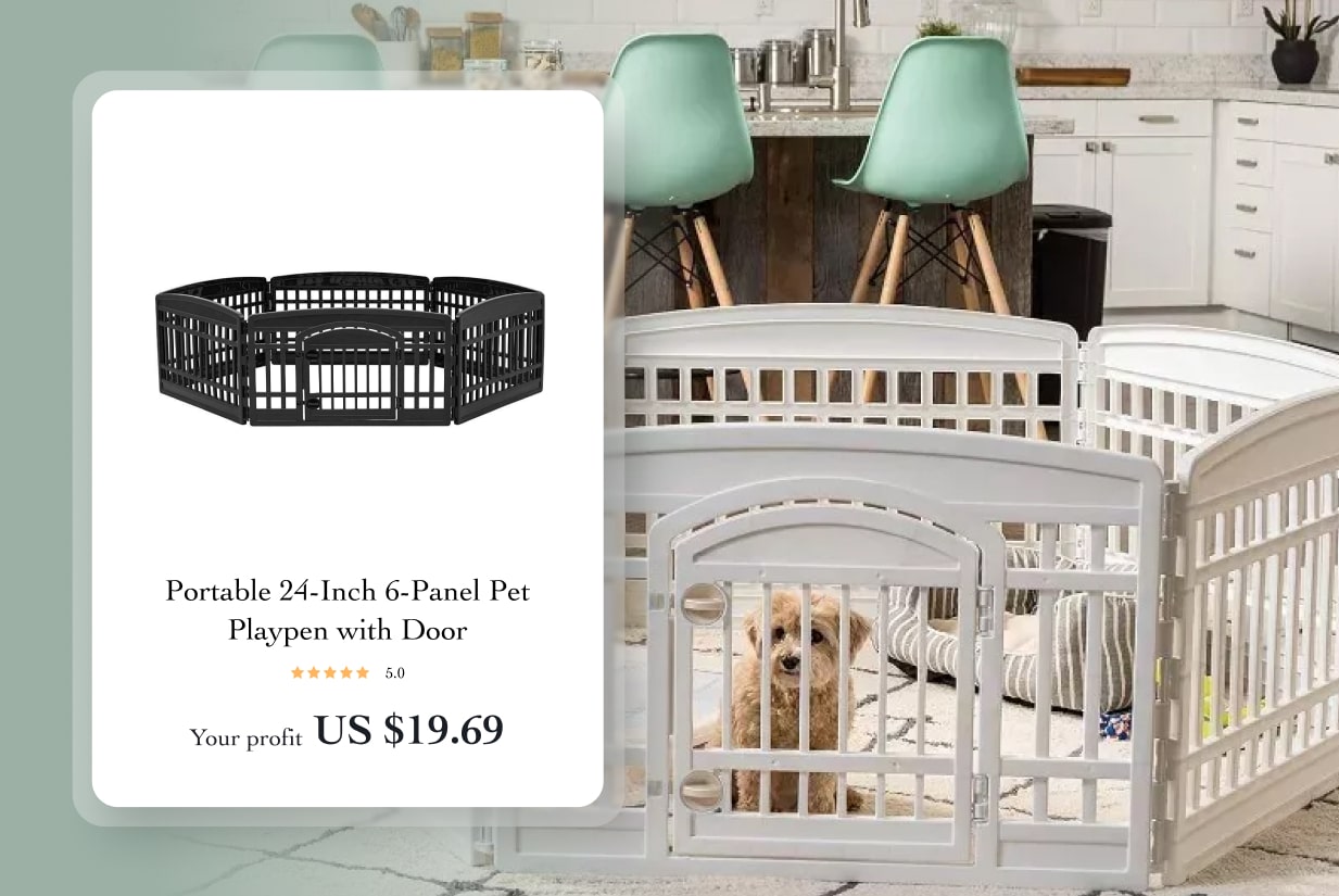Portable 24-Inch 6-Panel Pet Playpen with Door