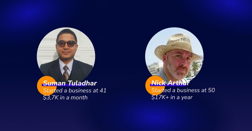 a picture introducing our clients who started late and succeeded