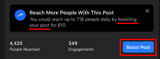 FB Boost button