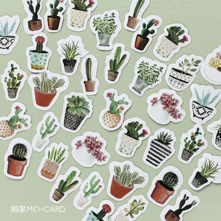 Screenshot of multiple green plant stickers
