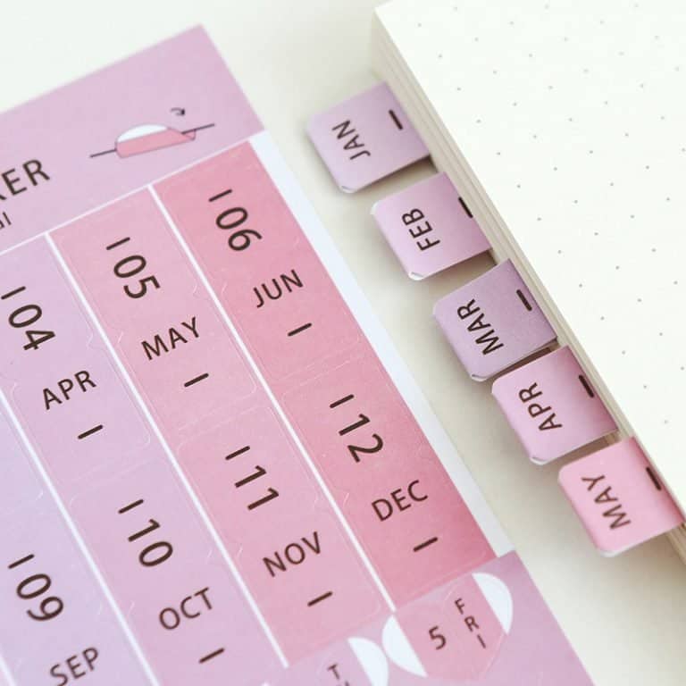 Screenshot of pink calendar stickers