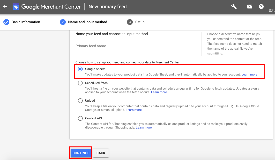 Google Shopping Feed - Sheets