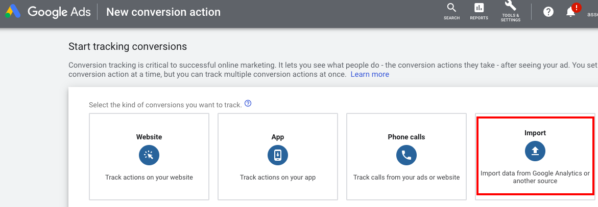 Import Conversions in Google Ads