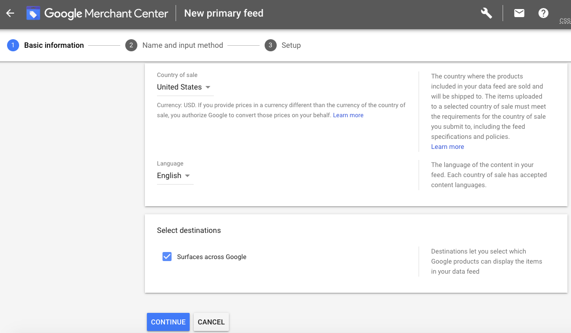 Set up Google Shopping Feed
