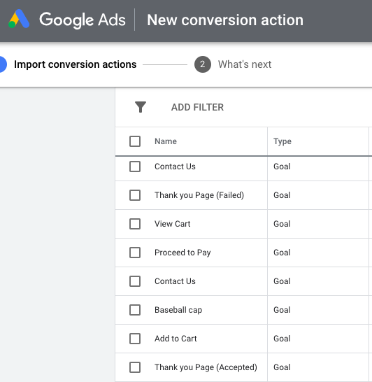 goals from Google Analytics