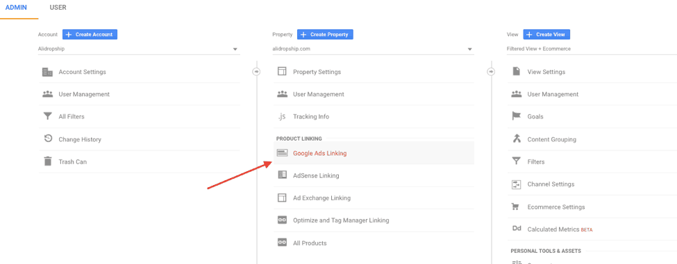 Google Ads Linking in Google Analytics
