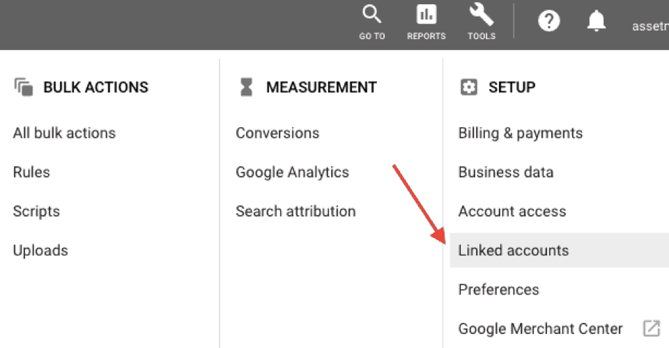Linked accounts in Google Ads