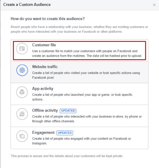 Create FB Audience