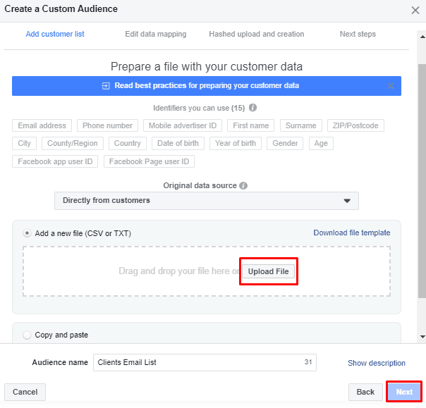 Creating a Custom Email Audience
