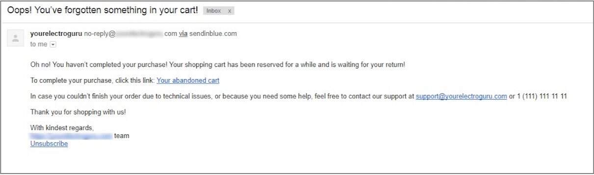 Abandoned Cart add-on is an example of free dropshipping software letting you reach the store visitors who haven't completed their orders