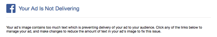Facebook explains that an ad with too much text will probably bring little results