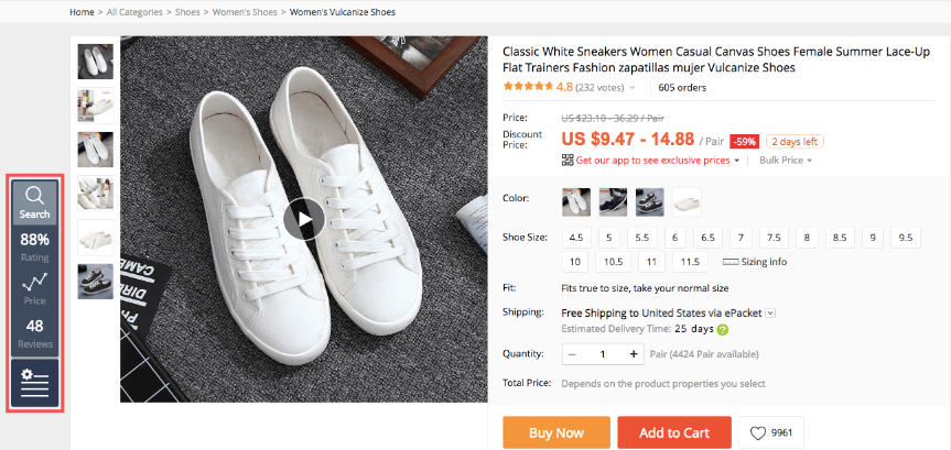 Dropshipping review of AliDropship's product import feature