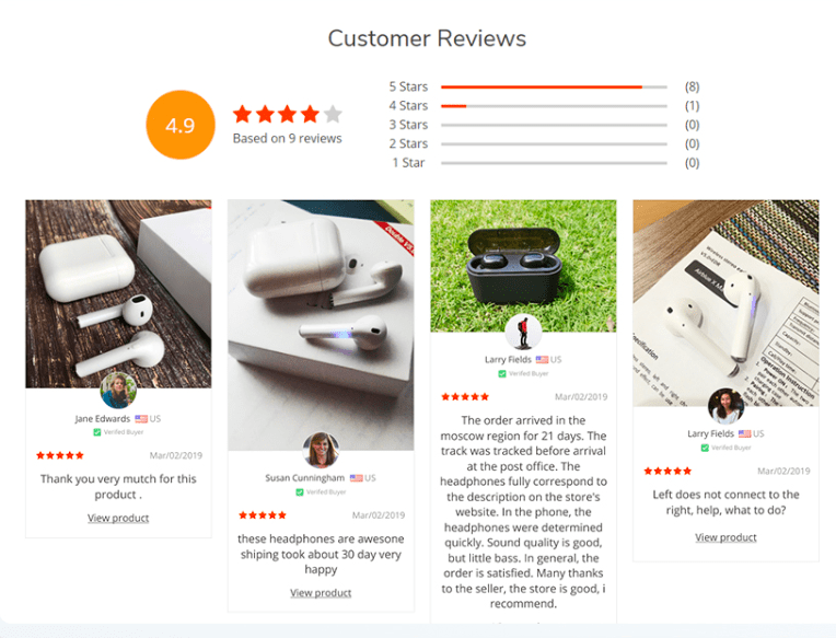 Reviews Page add-on is a piece of dropshipping software that creates social proof and inspires your customers' trust