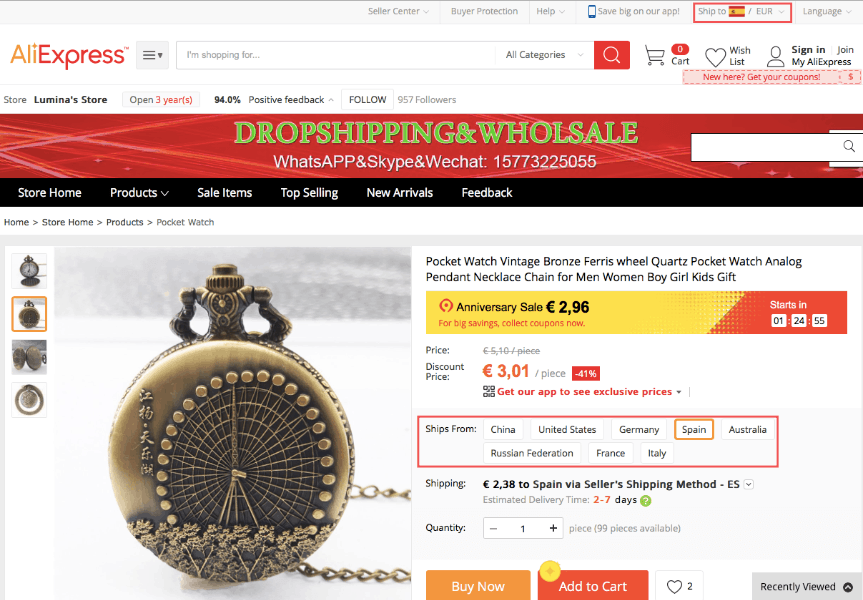 AliExpress sellers have warehouses in several European countries