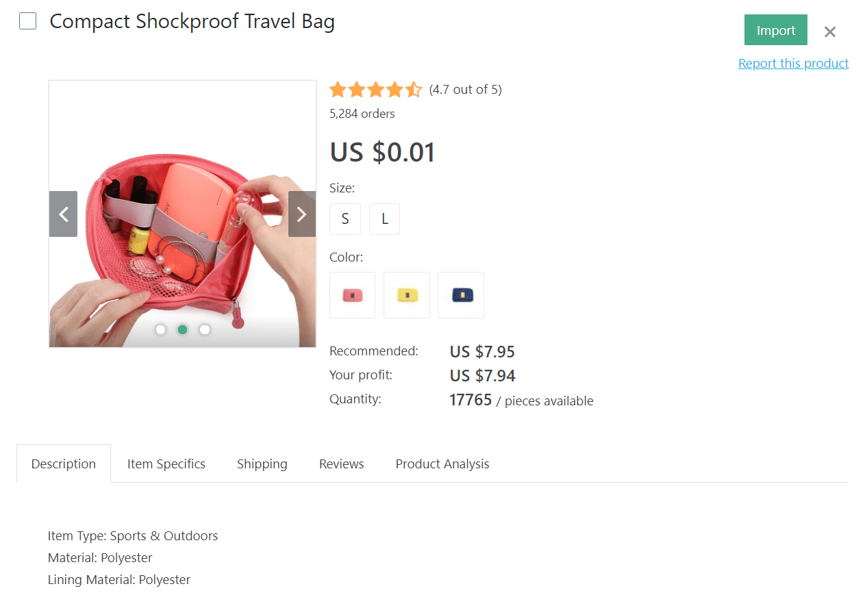 Pink compact shockproof travel bag