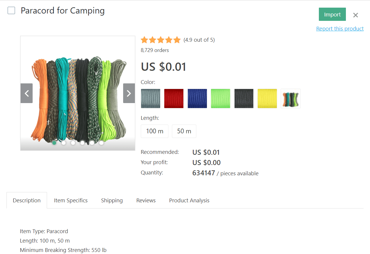 If you want to dropship travel products, also consider importing paracords for camping