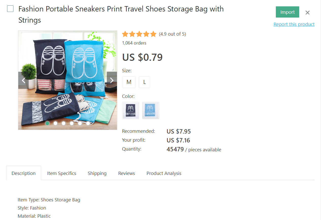 Black and blue storage bags for shoes as an example of a travel product
