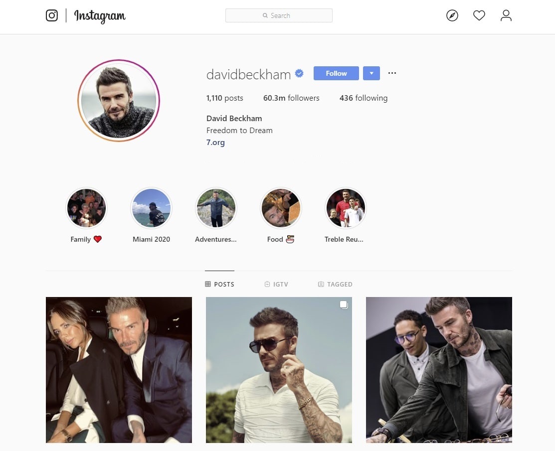david beckham on instagram
