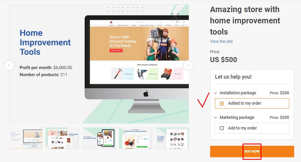 How to buy a Premium Store with the Installation package?