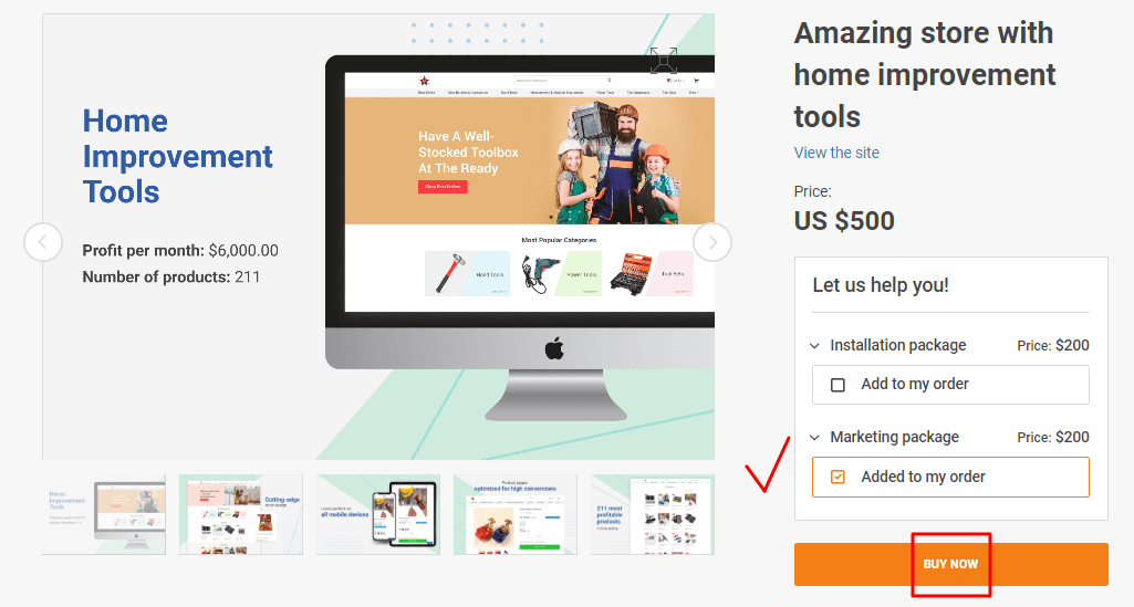 How to buy a Premium Store with the Marketing package?