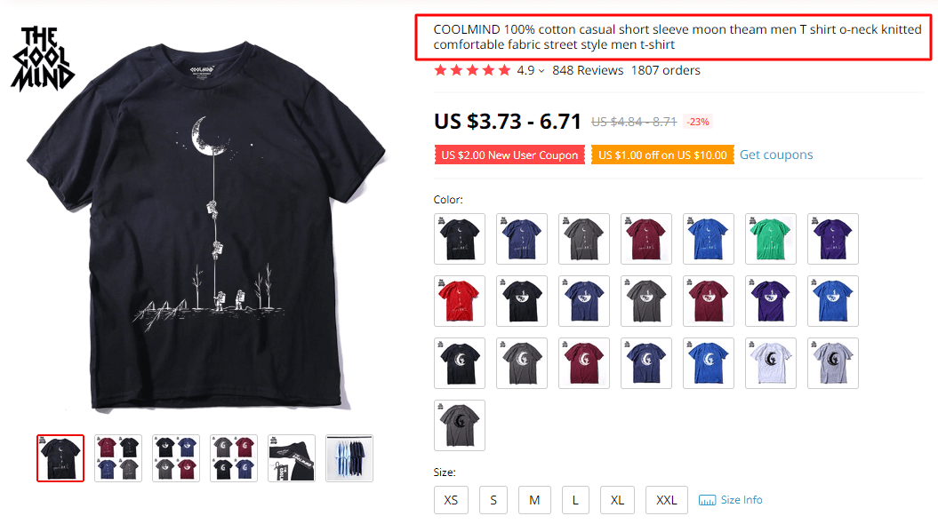 The original product title on an AliExpress page that requires editing