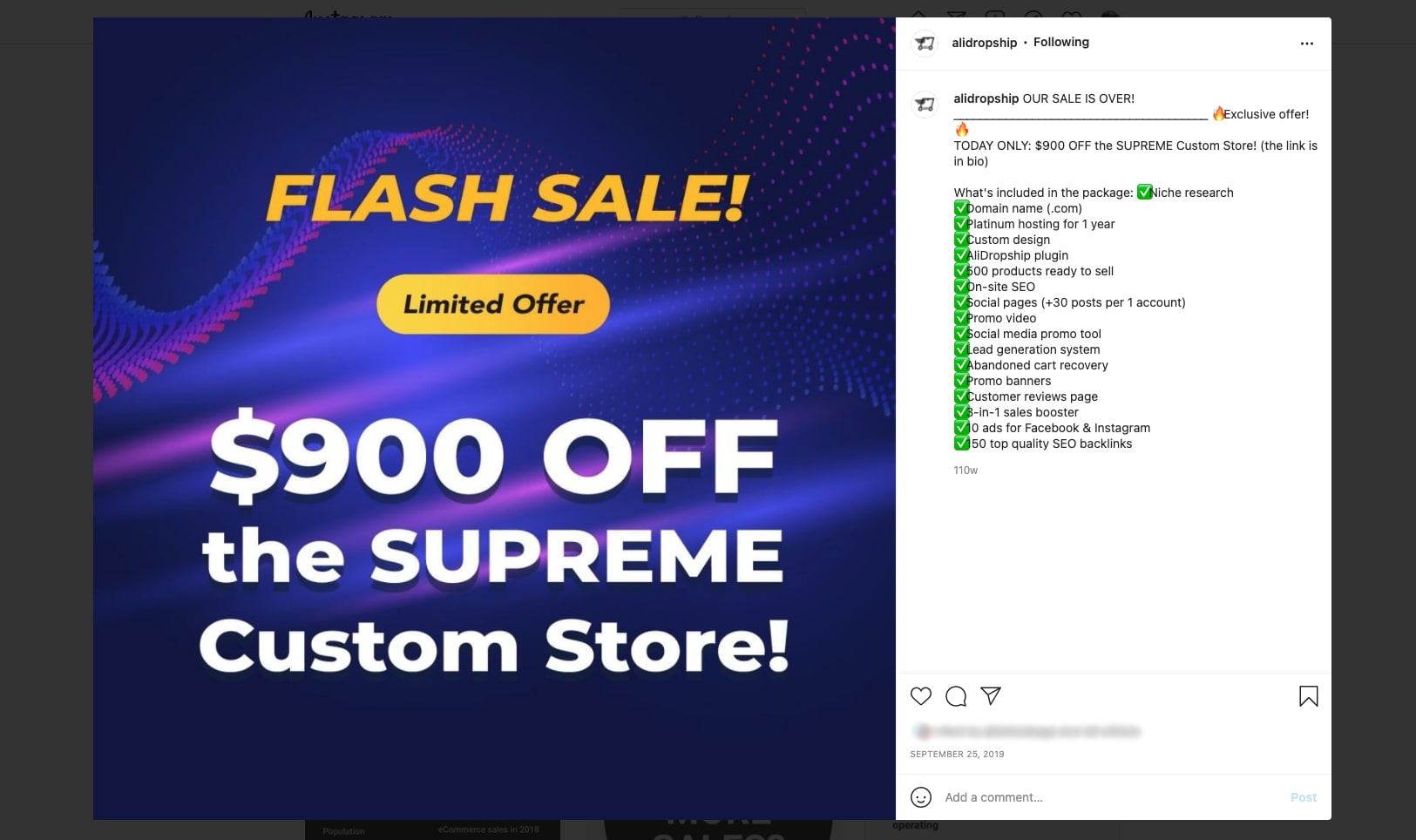 a picture showing how to post a flash sale on Instagram