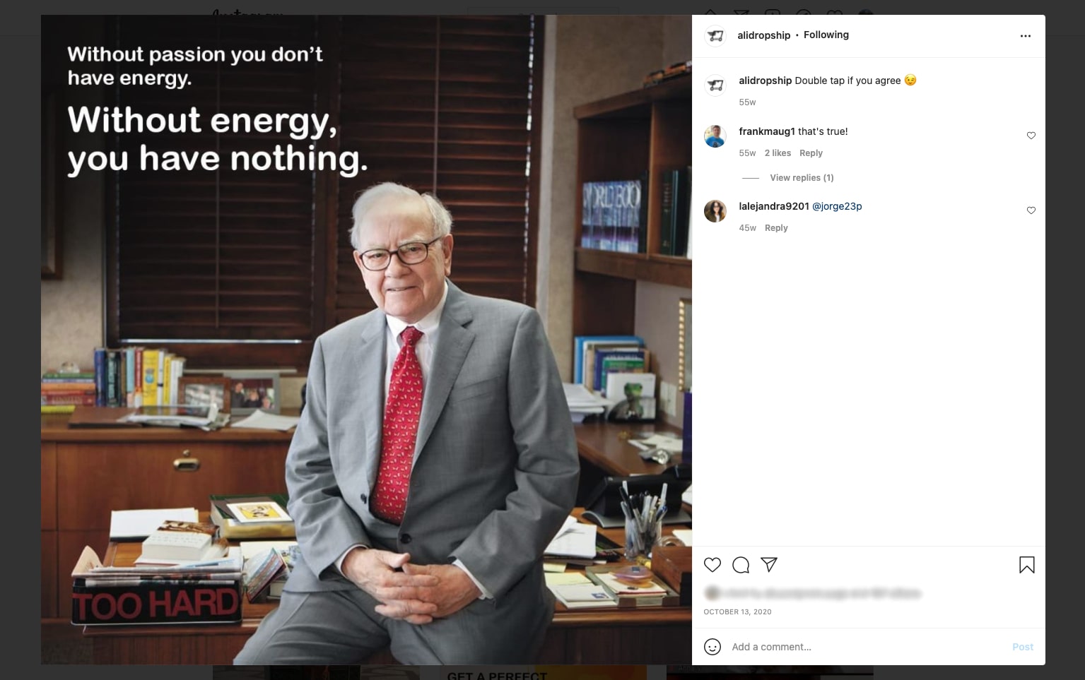 a picture showing it's important to post inspirational quotes on Instagram