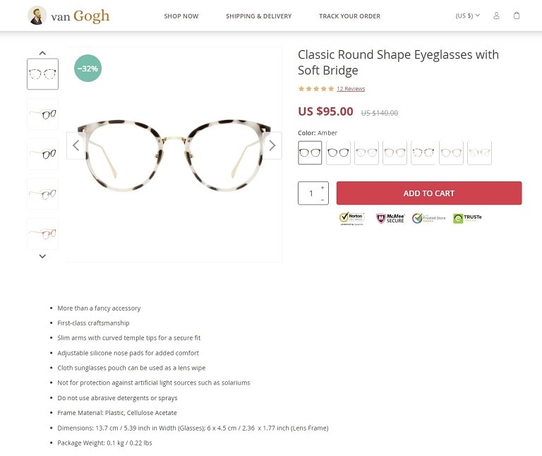 single product page