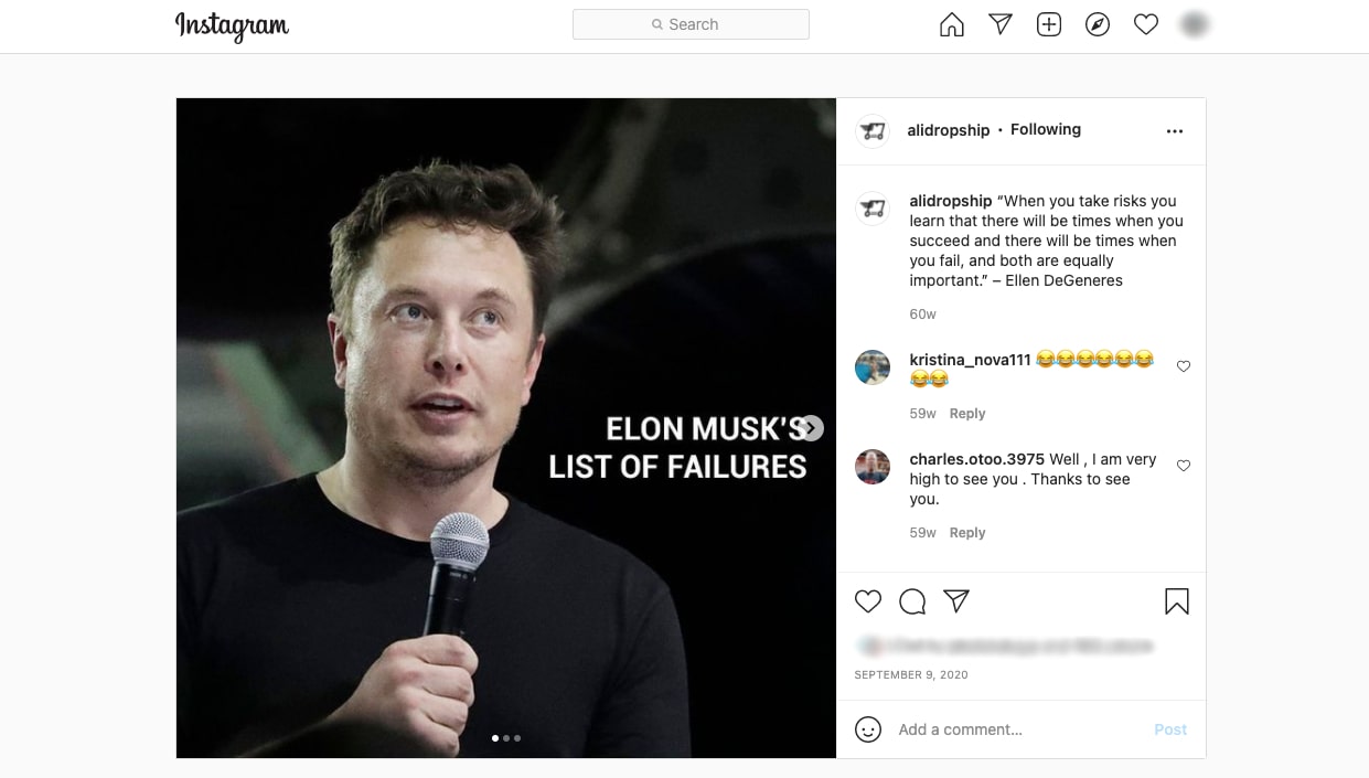 a picture showing it's essential to share your failures with your followers
