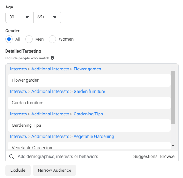 Facebook interests