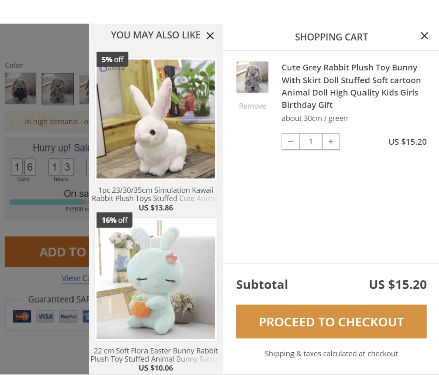 An example of an upsell offered to a buyer