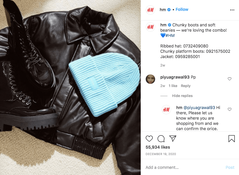 An example of promoting apparel through creating unique social media content
