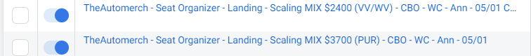 Examples of scaling ad budgets for posts promoting landing pages