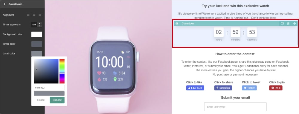 a screenshot of the contest template countdown timer