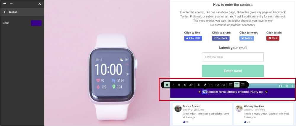 a picture showing an example of online contest software you can get