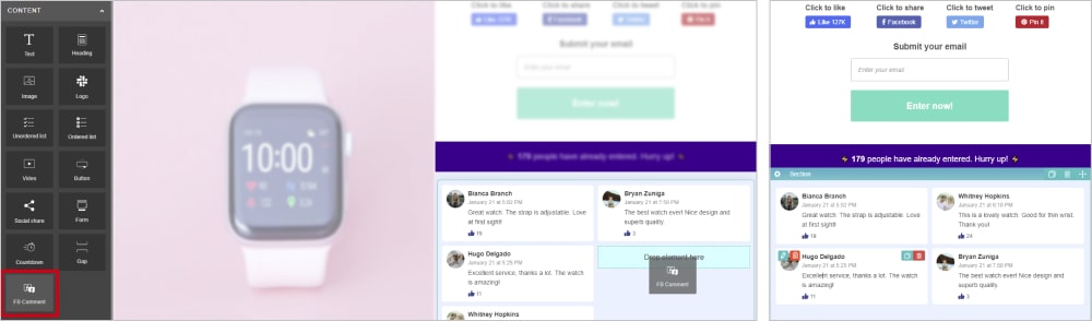a picture showing social proof on the contest template