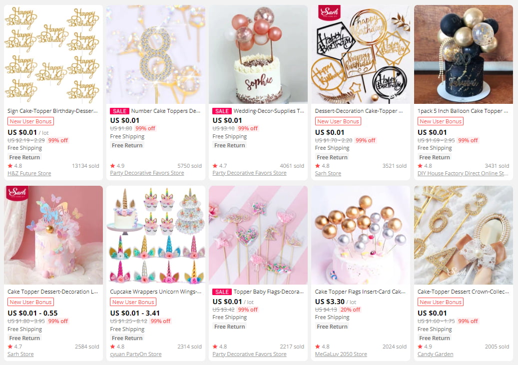 Birthday cake toppers are a good choice for a gift-themed online store