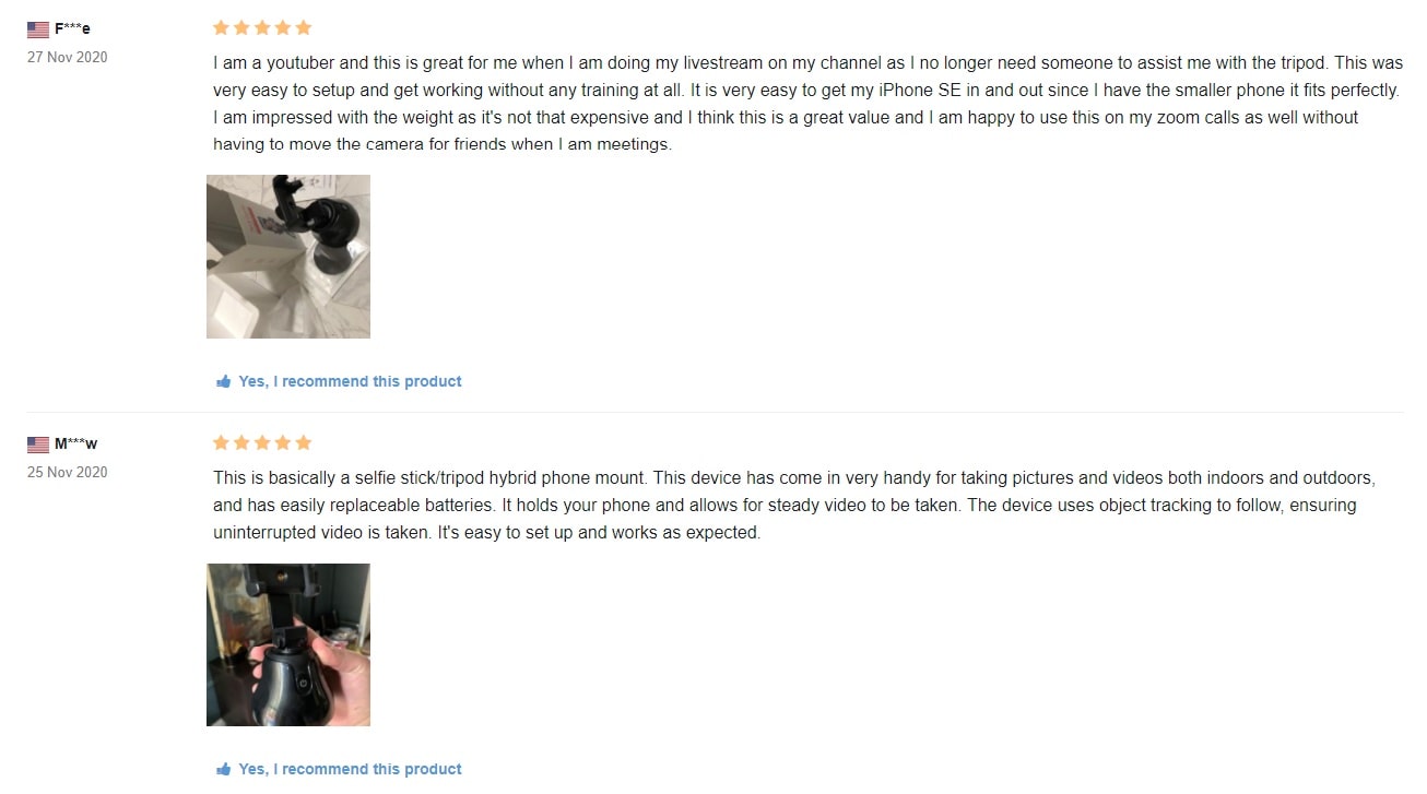 a picture showing how customer reviews look on Sellvia