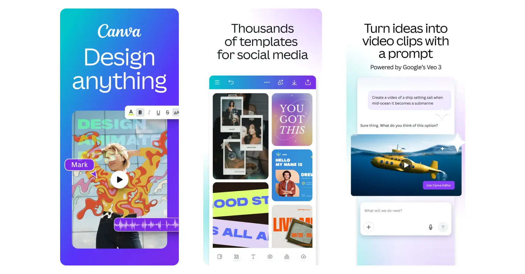 Images of the Canva app for the best apps for small business article