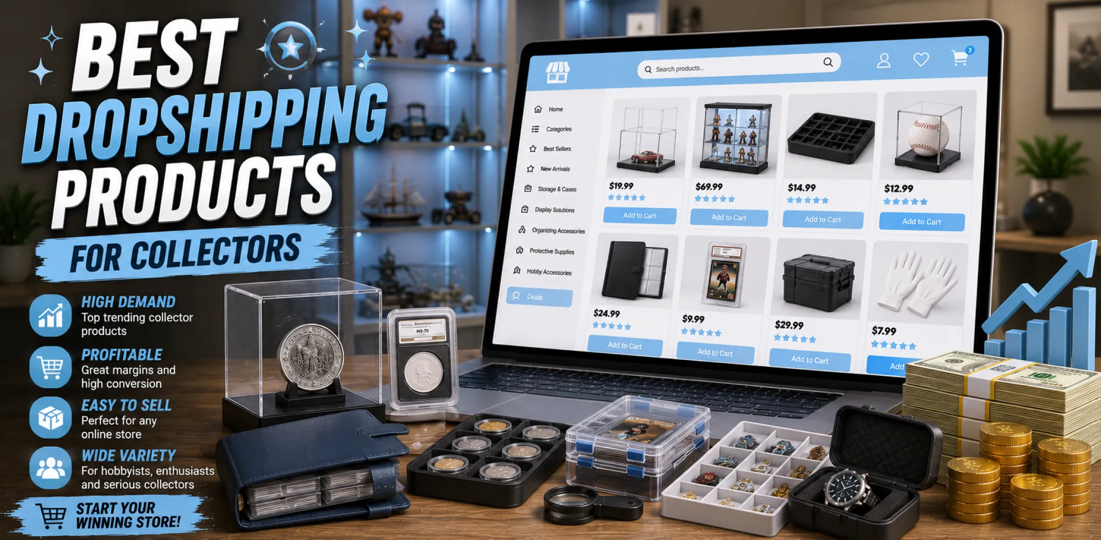 Featured image for an article about the best dropshipping products for collectors