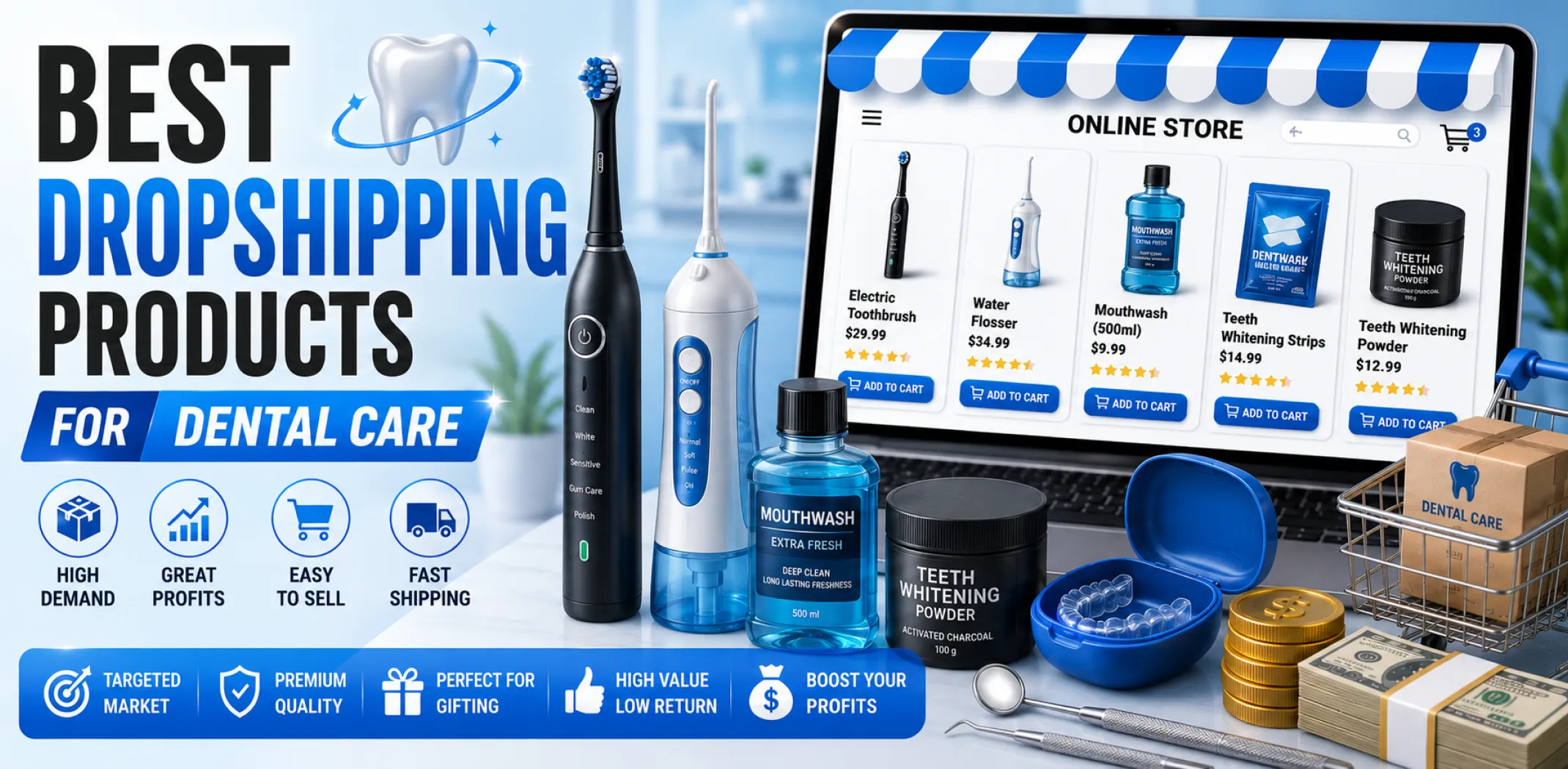 Featured image for an article about the best dropshipping products for dental care