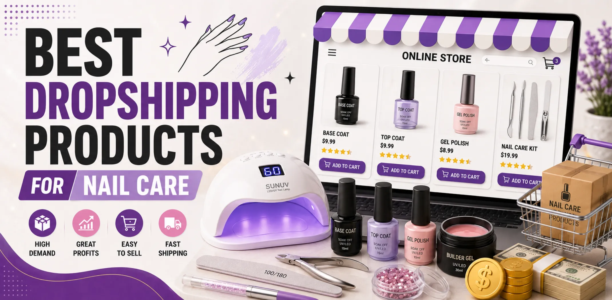Featured image for an article about the best dropshipping products for nail care